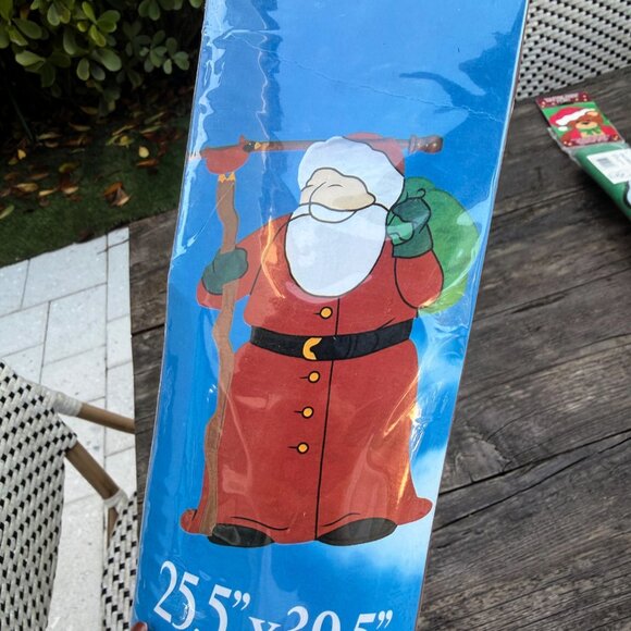 Vintage Jetmax Christmas Sculpted Banner Flag Santa Double Sided Heavy Duty - Picture 5 of 5